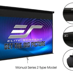 Elite Screens Manual B 100-INCH Manual Pull Down Projector Screen Diagonal 16:9 Diag 4K 8K 3D Ultra HDR HD Ready Home Theater Movie Theatre White Projection Screen with Slow Retract Mechanism M100H