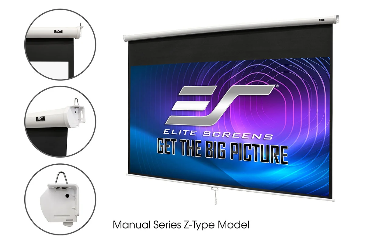 Elite Screens Manual B 100-INCH Manual Pull Down Projector Screen Diagonal 16:9 Diag 4K 8K 3D Ultra HDR HD Ready Home Theater Movie Theatre White Projection Screen with Slow Retract Mechanism M100H - Image 3